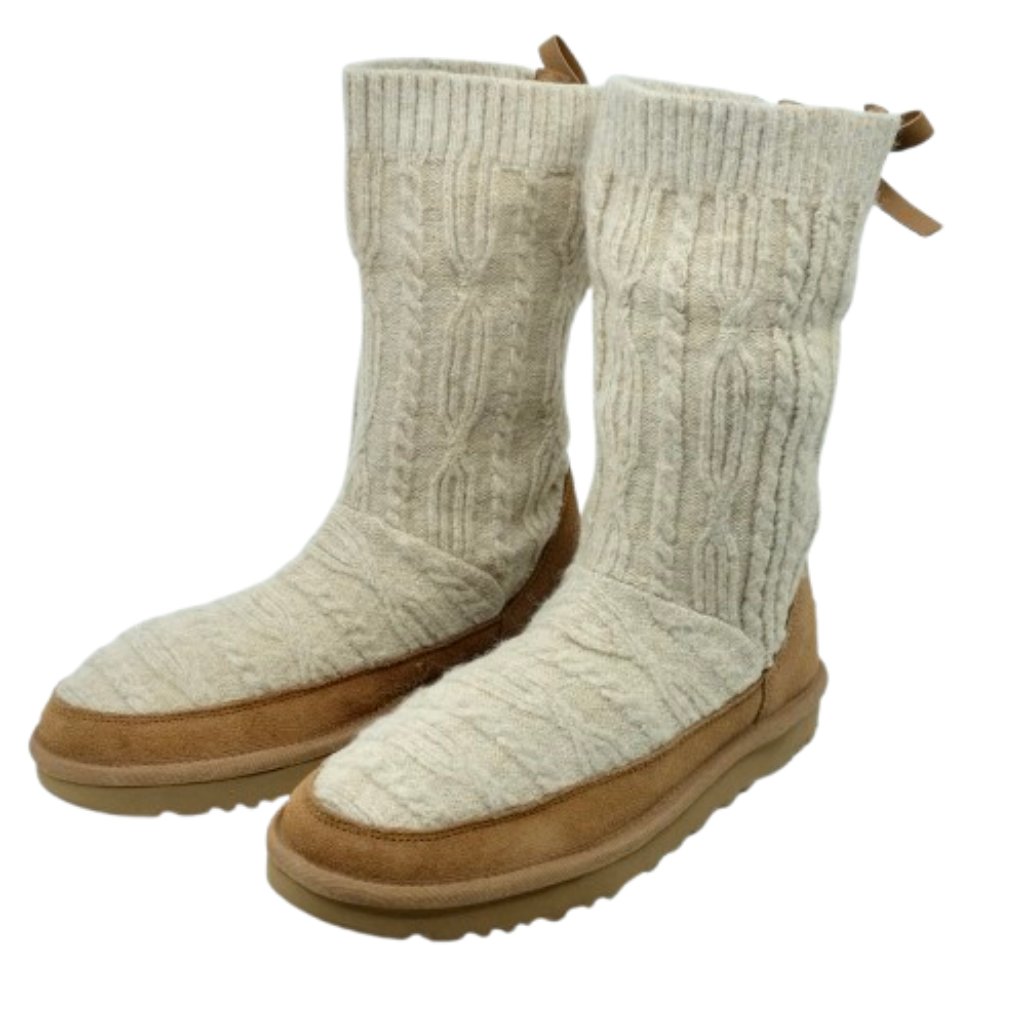 Ugg~Classic Mini Cabelle Knit Boot~Suede & Shearling Size 8 Near New